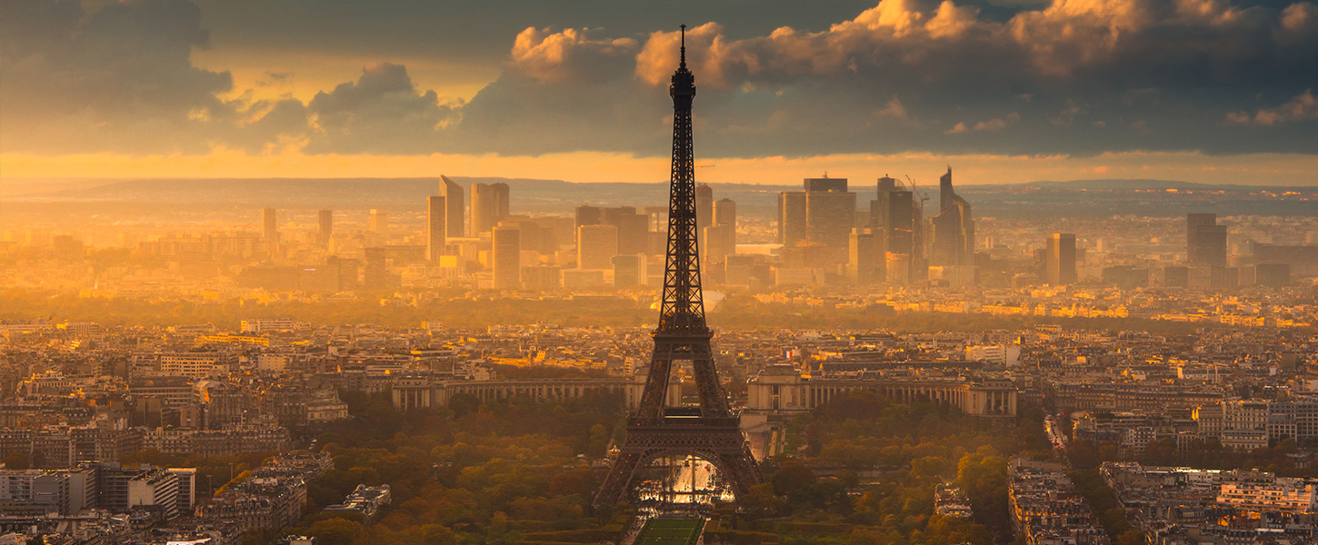 Panoramic view of Paris with the Eiffel Tower