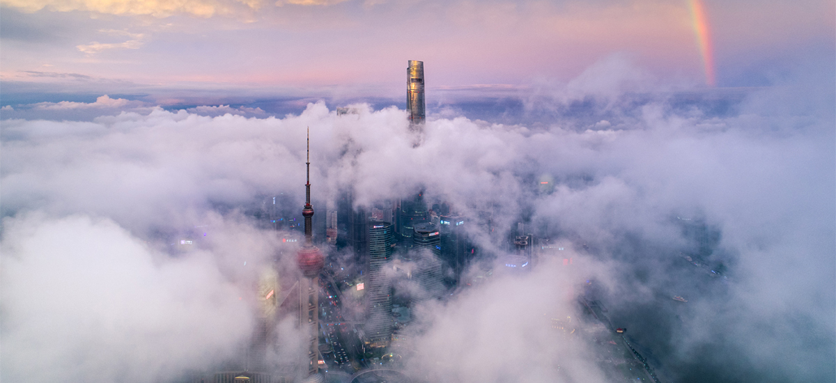 Cloudy city skyline