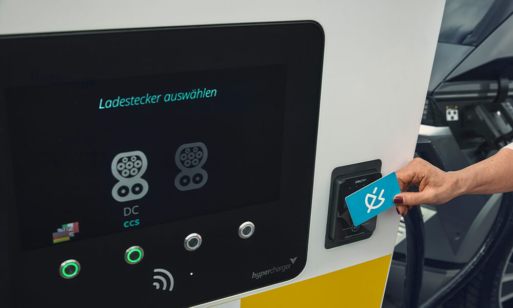 Car being charged at a Shell Recharge station