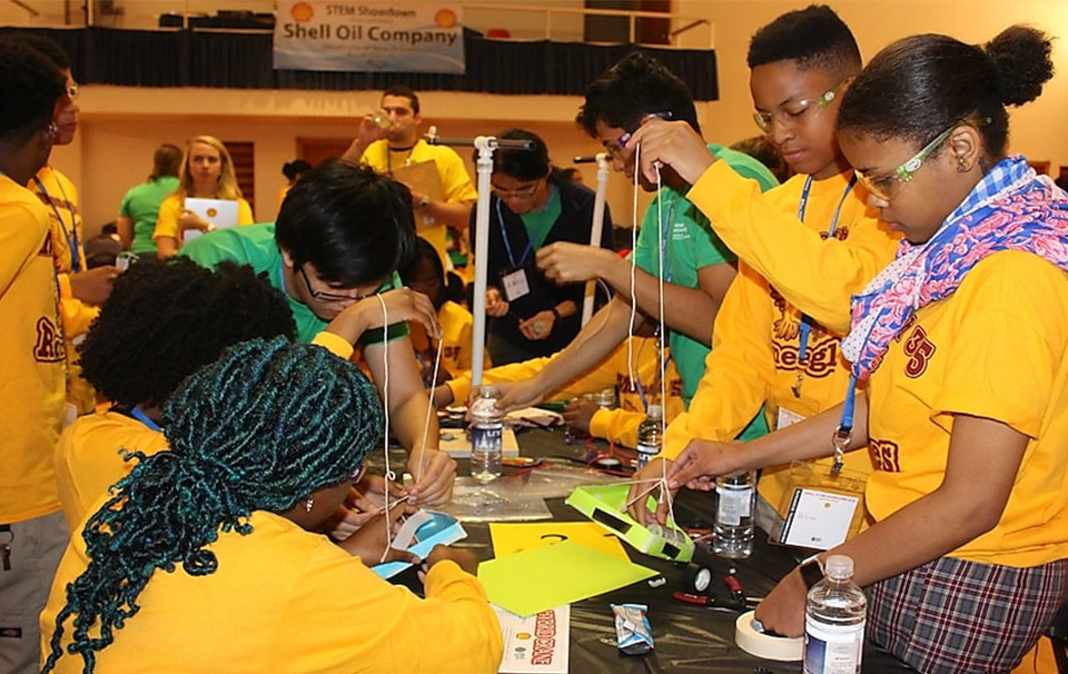 School children doing workshops